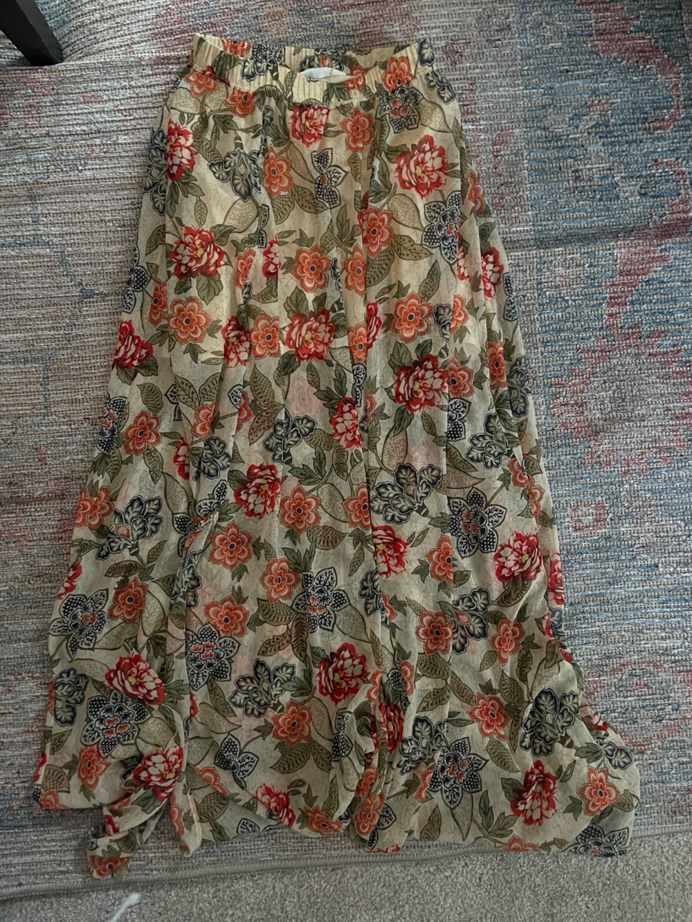 Abercrombie & Fitch Floral Maxi Skirt in Cream, Coral, Olive, Navy